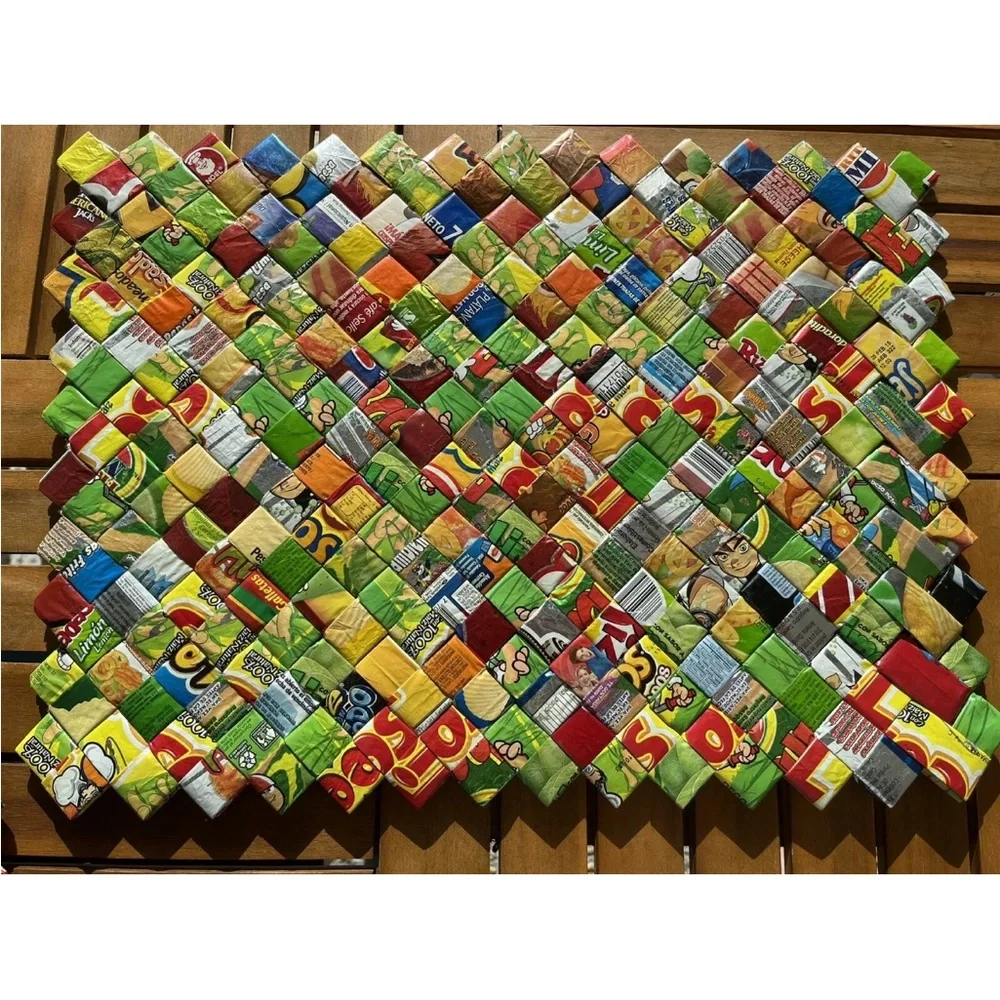 Braided Candy Wrapper Placemats Breakfast Lunch Dinner Set Of 4 Handmade
